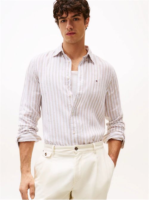 Camicia regular fit in lino a righe TOMMY HILFIGER | MW0MW385810AA
